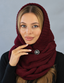 Капор теплый вязаный женский Дайна Braxton бордовый (1042W)