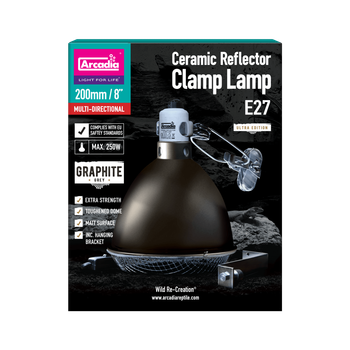 Світильник для тераріума ARCADIA REFLECTOR CLAMP LAMP WITH CERAMIC HOLDER E27 20CM GRAPHITE (R2100075)
