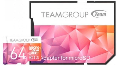 Карта памяти Team microSDHC class10 UHS-1/U3 Color Card II SD adapter 64Gb Purple/Orange