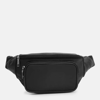 Сумка на пояс мужская из натуральной кожи Laras K10381bl Черная (ROZ6501064355)
