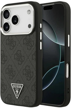 Etui plecki Guess 4G Triangle Logo MagSafe do Apple iPhone 17 Pro Max Black (3666339517465)