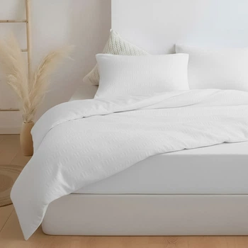 Комплект постельного белья Zastelli Двуспальный 175х210 см White/white хлопковая жатка Белый (2555000013669)
