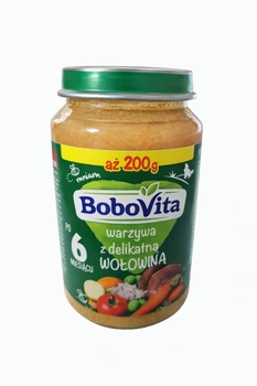 Пюре BoboVita Овочі з ніжною яловичиною, 200 г (з 6 місяців)