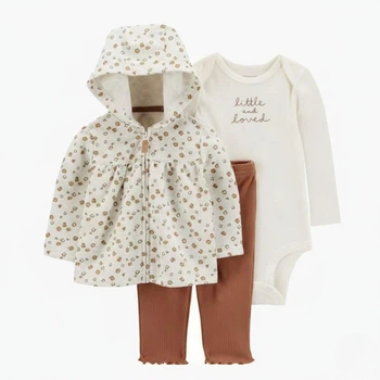 Дитячий комплект Carter's (толстовка+боді+штанці) для дівчинки 464102 81-86 см бежевий