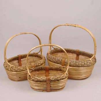 Комплект бежевых корзинок из лозы 3 шт. 45998
