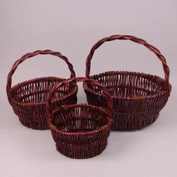 Комплект коричневых корзинок из лозы 3 шт. 38985