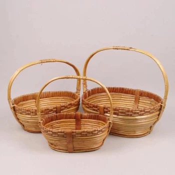 Комплект бежевых корзинок из лозы 3 шт. 46006