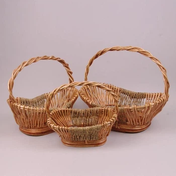 Комплект бежевых корзинок из лозы 3 шт. 38968