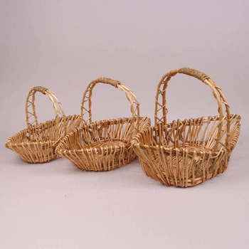 Комплект бежевых корзинок из лозы 3 шт. 38949
