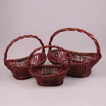 Комплект коричневых корзинок из лозы 3 шт. 38967