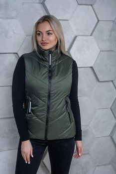 Осенний женский жилет большого размера UF-fashion 121-2-МО 42 хаки