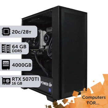 Компьютер Power Up #24 для After Effects/Core i7 14700K/64 GB/SSD 4TB/GeForce RTX 5070Ti 16GB для анимационного дизайна и видеомонтажа и постобработки