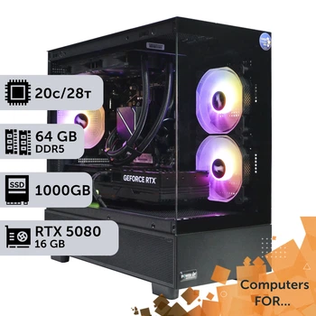 Компьютер Power Up #44 для Premiere Pro/Core i7 14700K/64 GB/HDD 6 TB/SSD 1TB/GeForce RTX 5080 16GB для анимационного дизайна и видеомонтажа и постобработки