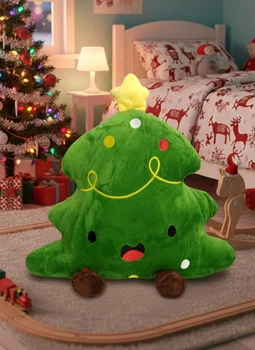 Мягкая игрушка подушка с пледом внутри Colorful Home Новогодняя елка 45х40см