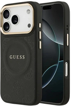 Панель Guess Peony Hot Stamp MagSafe для Apple iPhone 17 Pro Black (3666339519698)