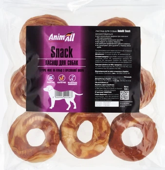 Ласощі AnimAll Snack куряче філе на кільці з пресованої шкіри для собак 500 г (2000993002287)