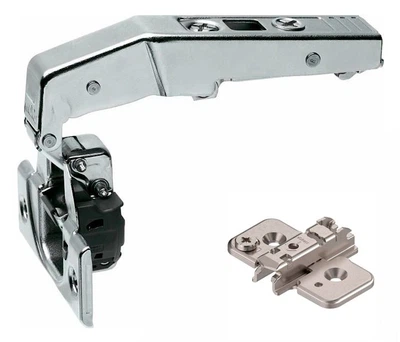 Петля Blum под фальшпанель CLIP top BLUMOTION с доводчиком 83° (79B9550.83) (с крестовой монтажной планкой)