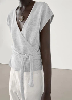 Блуза з бавовни Massimo Dutti 6831759808c54 M сіра (100004775)