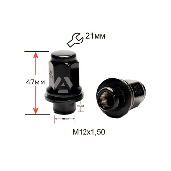 Гайка колесная A724845 BA M12х1,5х47мм Прессшайба (Toyota) Закрытая Черный хром Ключ 21