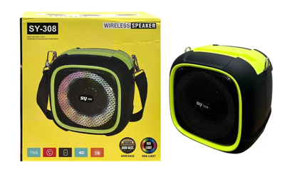 Портативная Bluetooth колонка SY-308 с FM-радио и аккумулятором Желтая