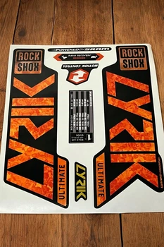 Наклейки ROCK SHOX LYRIK на вилку велосипеда. Ламіновані . Колір Помаранчеві вогняні