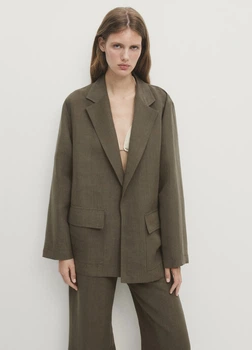 Піджак оверсайз із льону Massimo Dutti 6092904529c54 S хакі (100004754)