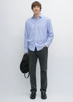Рубашка из хлопка slim fit Massimo Dutti 130425406c54 S голубая (100005019)