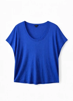 Футболка из вискозы Massimo Dutti 6843778405c54 L синяя (100005009)