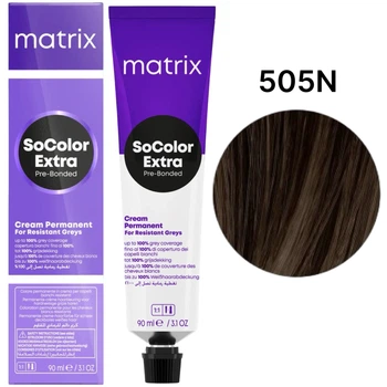 Крем-фарба для сивого волосся Matrix SoColor Pre-Bonded Extra Coverage 505N - Світлий шатен 90 мл