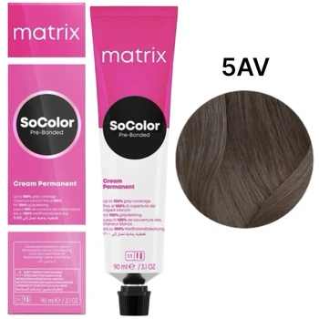 Стійка крем-фарба Matrix SoColor Pre-Bonded 5AV - світлий шатен попелясто-перламутровий 90 мл
