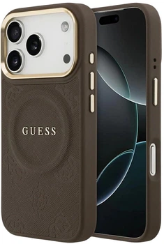 Панель Guess Peony Hot Stamp MagSafe для Apple iPhone 17 Pro Brown (3666339520014)