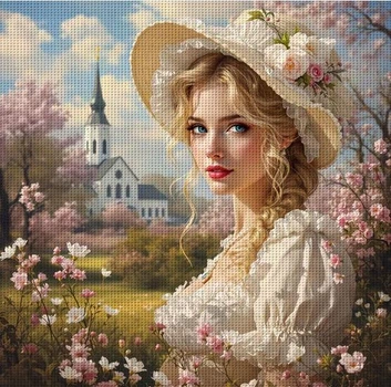 Набор для вышивки крестом JOZYSH «Весеннее вдохновение» 14CT, 40x40 см, канва Аида с нанесенным рисунком
