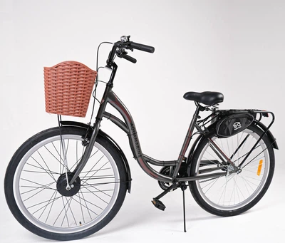 Електровелосипед Dorozhnik Akvamarin 26" (500W 36V 16Ah) Коричневий з корзиною