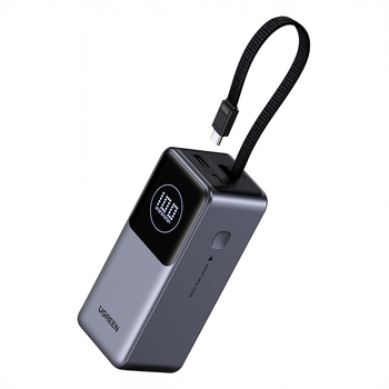 Зовнішній акумулятор Ugreen Nexode 20000mAh (130W) портативний повербанк на 3 порти із вбудованим кабелем USB Type-C (PB723)