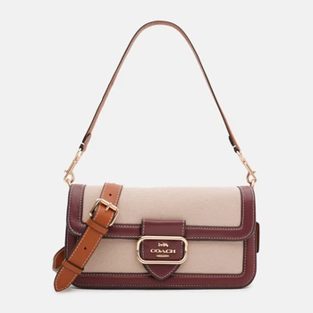 Сумка крос-боді через плече жіноча з натуральної шкіри середня Coach Large Morgan Square Crossbody Bag BG-COA-109 Бежева (195031867217)