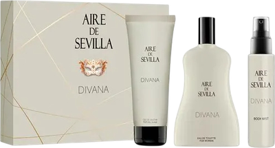 Zestaw damski Aire De Sevilla Divana Woda toaletowa 100 ml + Żel pod prysznic 100 ml + Mgiełka do ciała 50 ml (8411047133293)