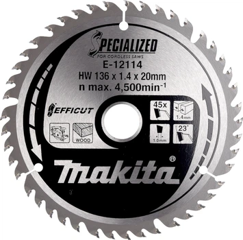 Tarcza tnąca Makita Efficut T.C.T 20 x 136 mm 45Z (E-12114)