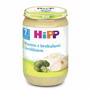 Дитяче пюре HiPP BIO різото з броколі та кроликом з 7 місяців, 220 г