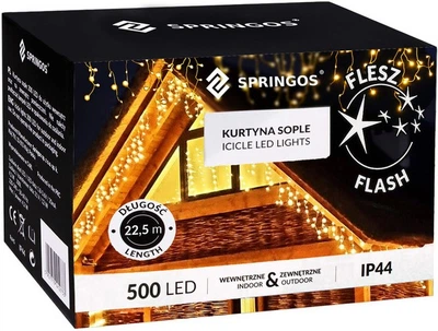 Світлова гірлянда Springos Завіса Бурульки 500 LED 20 м (5907719442235)