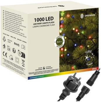 Lampki choinkowe Springos 1000 LED 80 m Wielokolorowe (5907719489841)