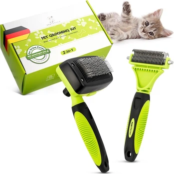 Набор профессиональных щеток для животных PRETTYPAW – 2 шт для расчесывания и вычесывания подшерстка