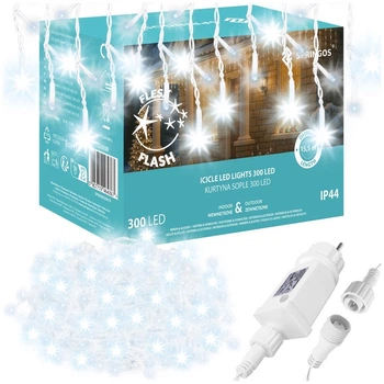 Lampki Springos Kurtyna Sople Flash 300 LED 13 m (5907719464367)