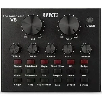Внешняя звуковая карта V8 c Bluetooth и встроенными пресетами Black