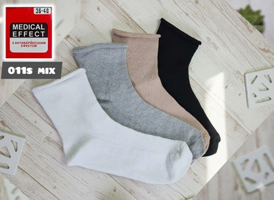 Носки женские летние с сеткой Medical Effect, 011S Mix. Без резинки, антиварикозные. 36-40р. Набор из 4 пар