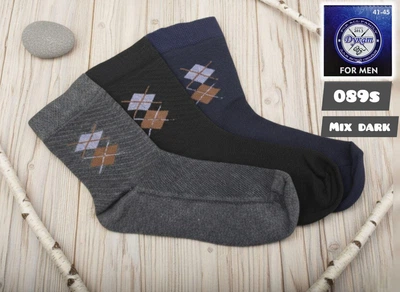 Носки мужские летние с сеткой 089S Mix Dark, 41-45р. Набор из 6 пар (серый, синий, черный, по 2 пары в наборе)