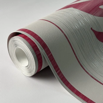 Шпалери вінілові Marburg Velvet Panels 56731 сірі з рожевим з малюнком листя 0.53×10 м
