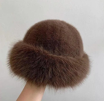 Женская Монгольская шапка плюшевая Коричневая, WUKE One size