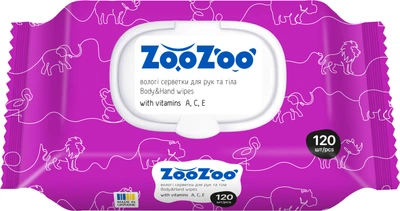 Влажные салфетки ZooZoo Витамины для рук и тела 120 шт (4820183972286)