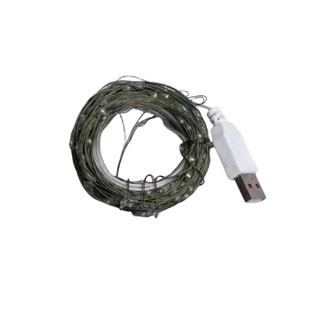 Гирлянда роса 20 метров USB на 200 led светодиодов капля зеленый провод белая USB200L20MGW
