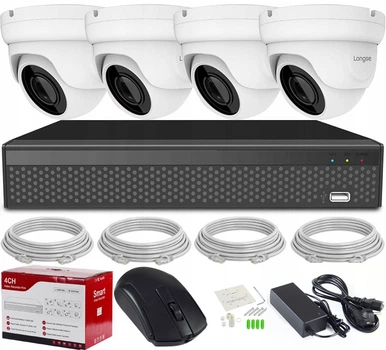 Комплект мониторинга с четырьмя 2-мегапиксельными IP-камерами Full HD Poe Белый